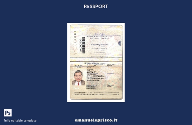 modello di versione del passaporto brasiliano in stile verificato (presente).